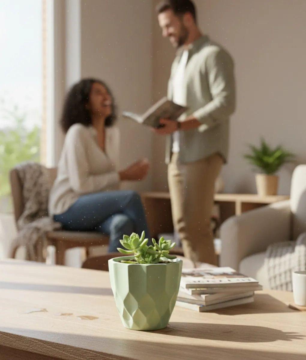 Set 5 Macetero Decorativo Textura Diamante Estilo 3D Jhn-7