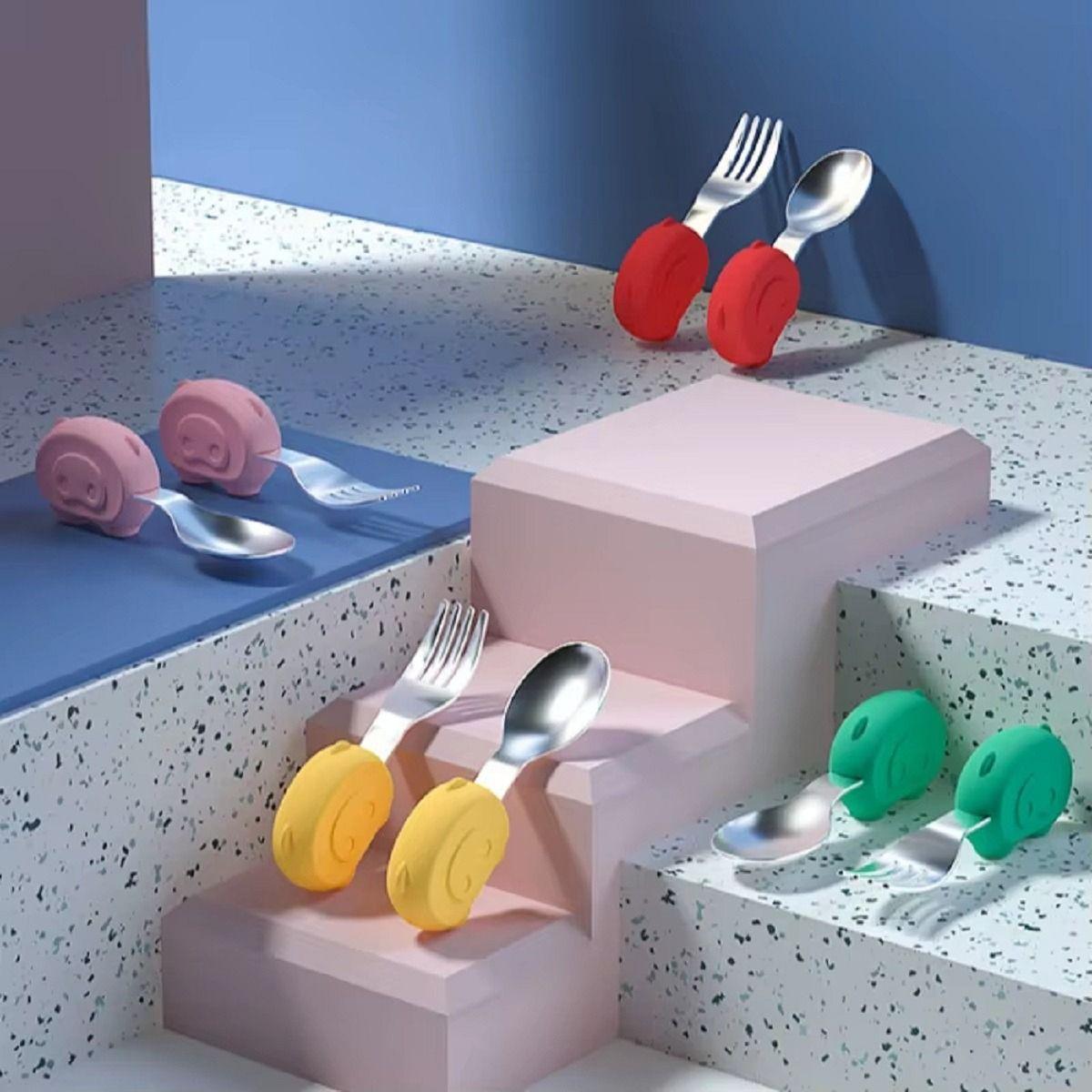 Set 3 Cubierto + Cuchara Entrenamiento Comida Bebes Lau-9