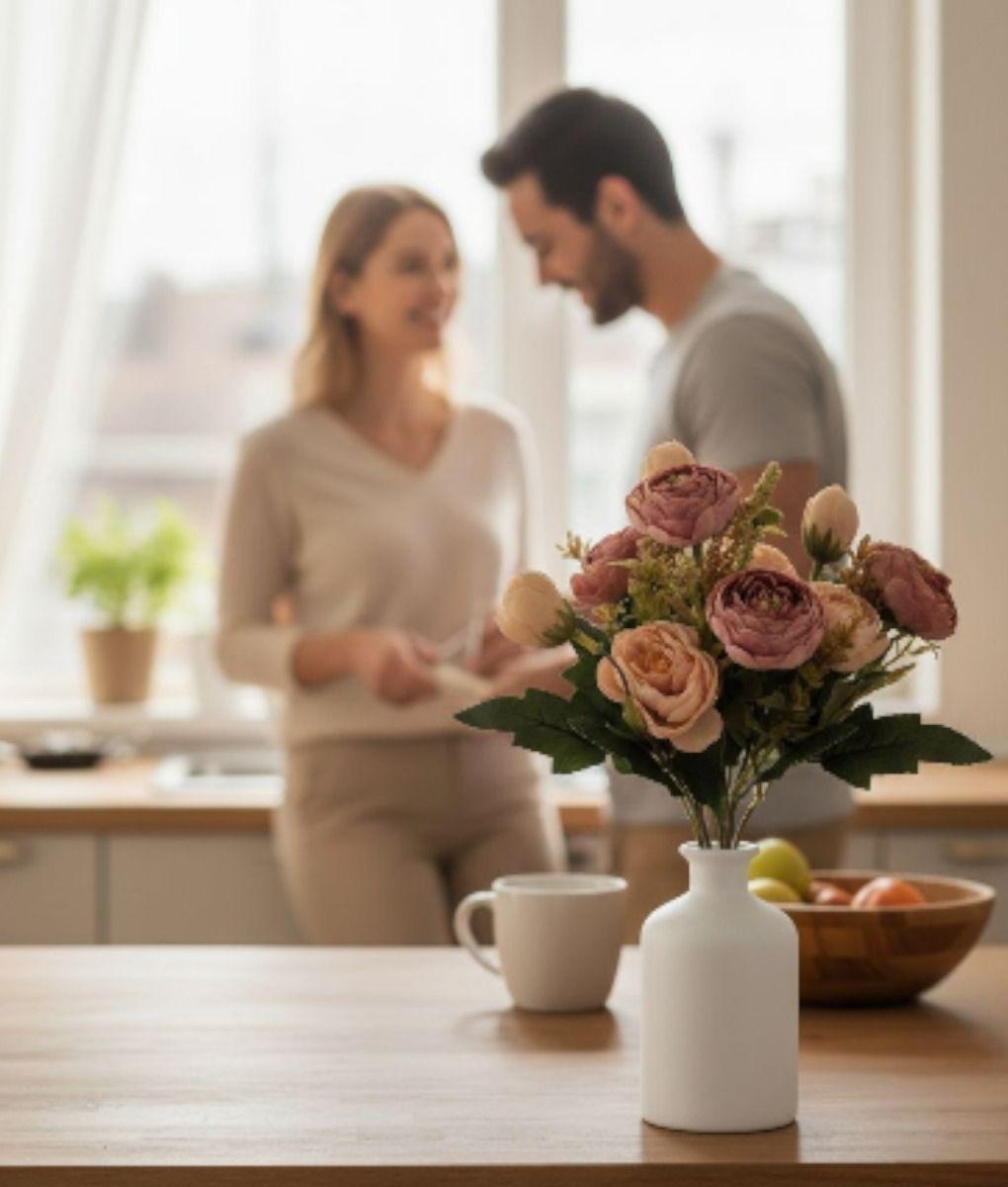 Set 3 Ramo Flores Artificiales Peonías Capullos Adorno Jhn-3