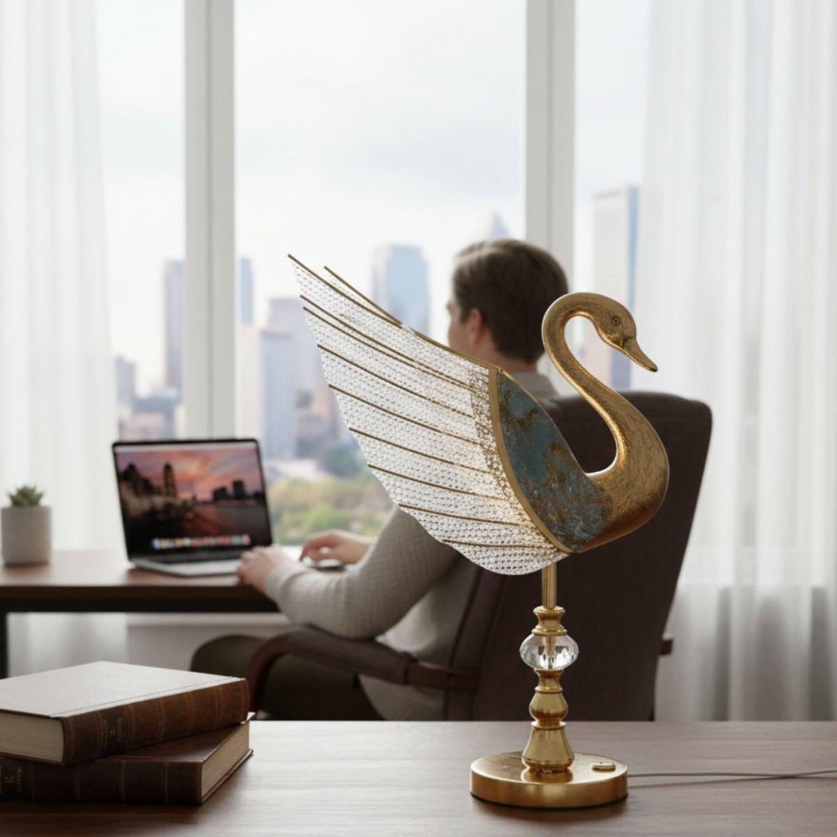 Lámpara Decorativa Mesa Silueta Cisne Moderna Funcional Jhn-2