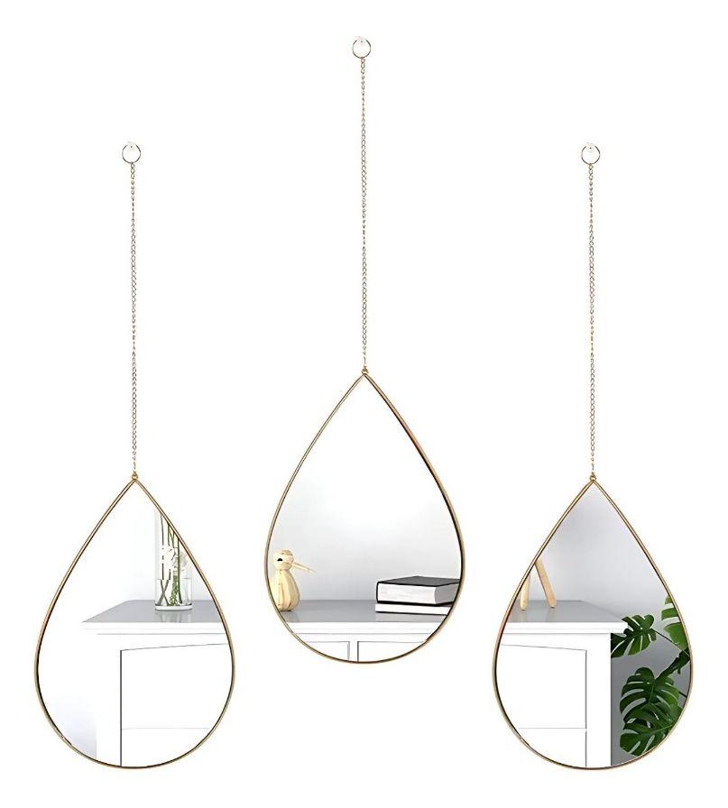 Set 3 Espejo Lágrima Decorativo Pared Gota Hogar Jhn-0