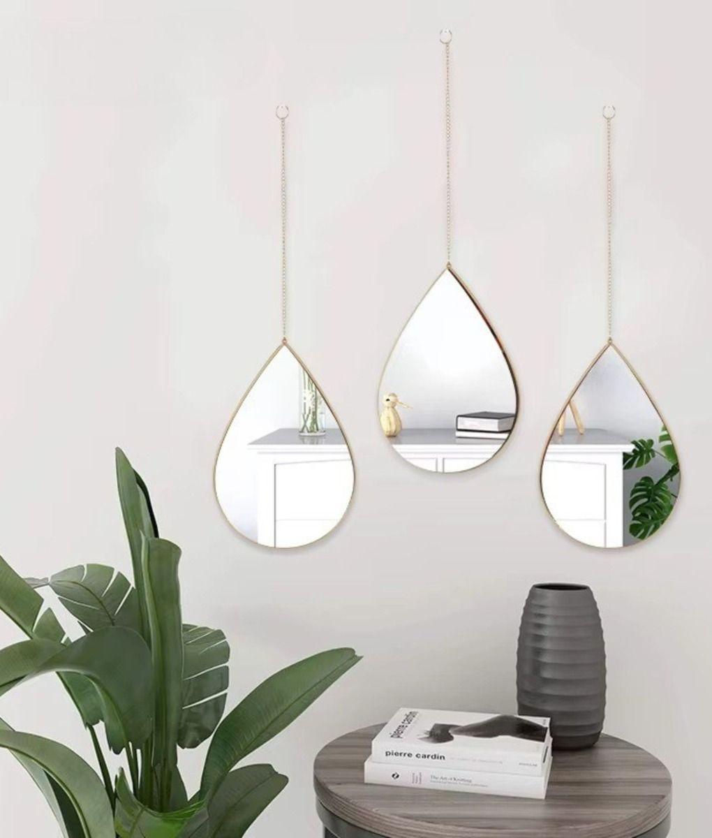 Set 3 Espejo Lágrima Decorativo Pared Gota Hogar Jhn-5