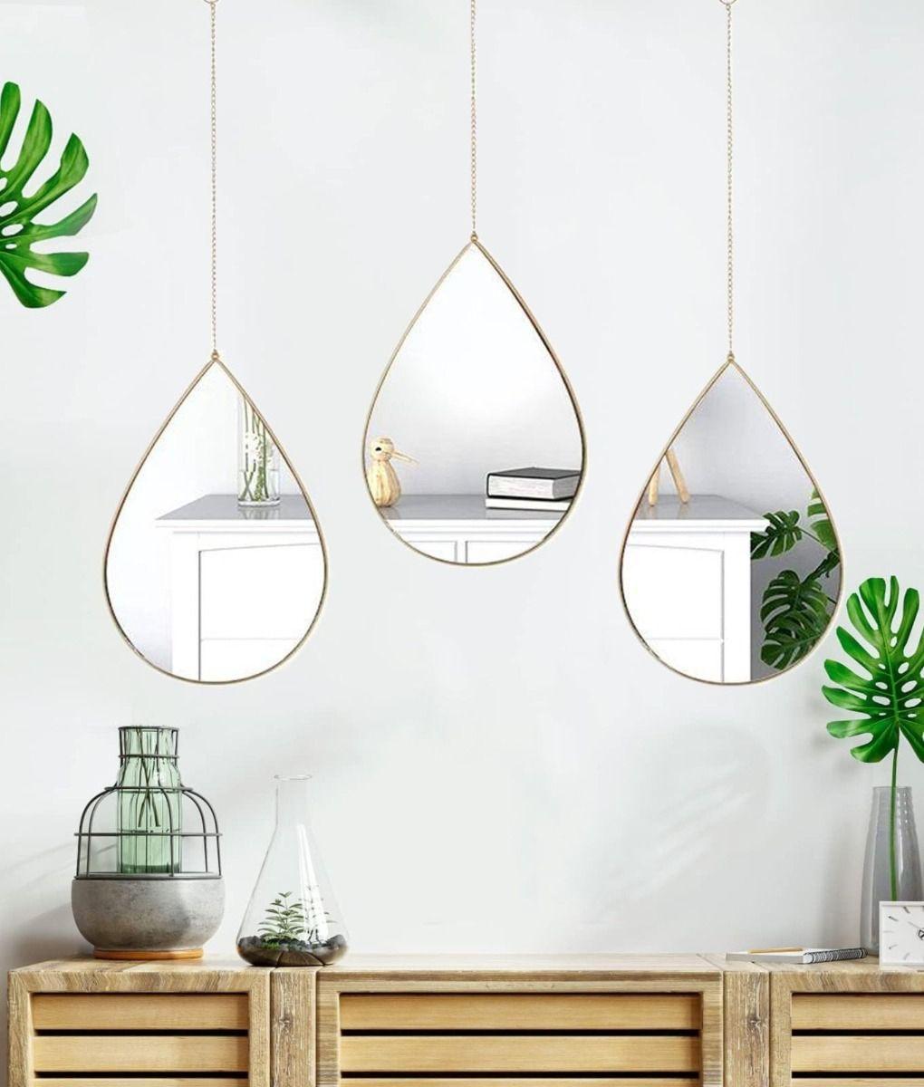 Set 3 Espejo Lágrima Decorativo Pared Gota Hogar Jhn-7