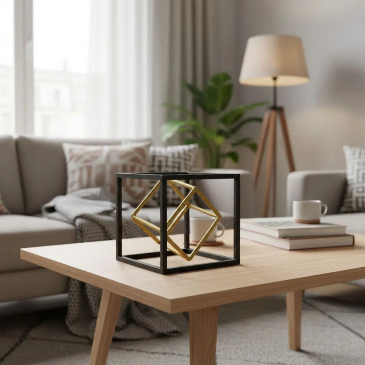 Estatua Figura Decorativa Geométrica Adorno Hogar Cubo Jhn-9