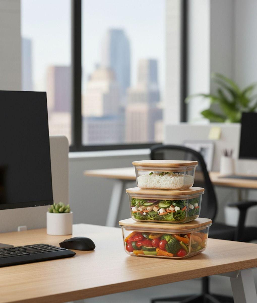 Juego 3 Bowl Almacenamiento Tapa Recipiente Organizador Jhn-9