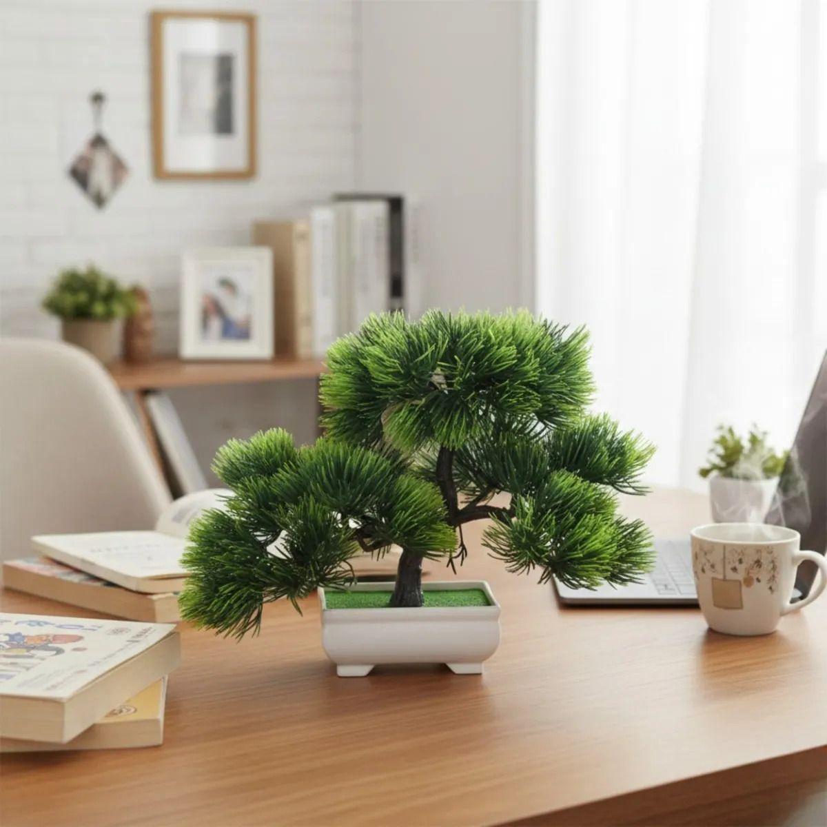 Set 2 Planta Artificial Decorativa Bonsái Agujas Pino Jhn-8