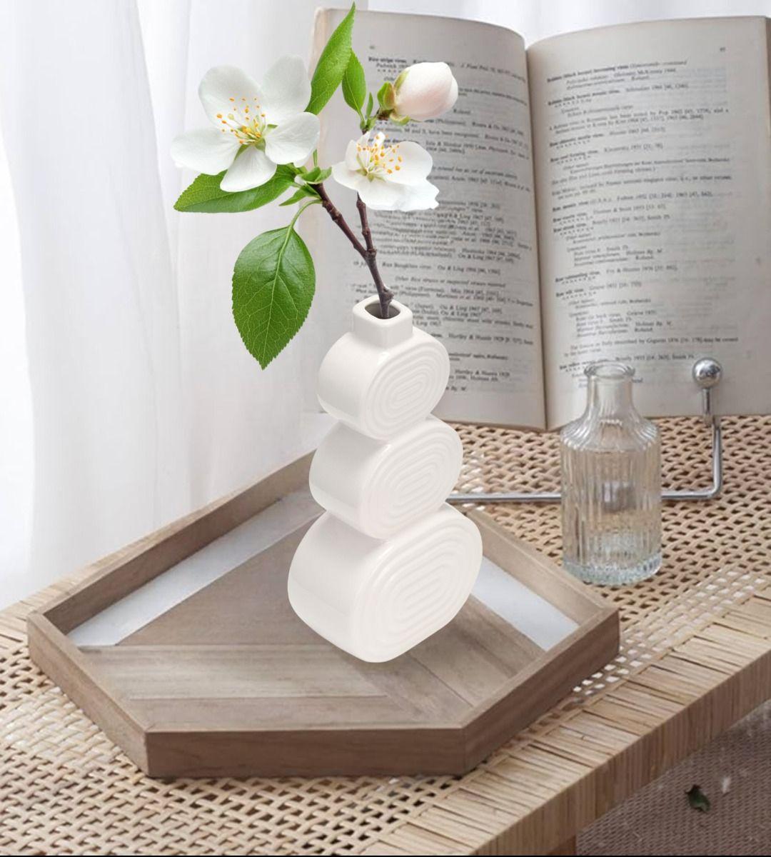 Jarrón Florero Circular Apilado Abstracto Decoración Jhn-6