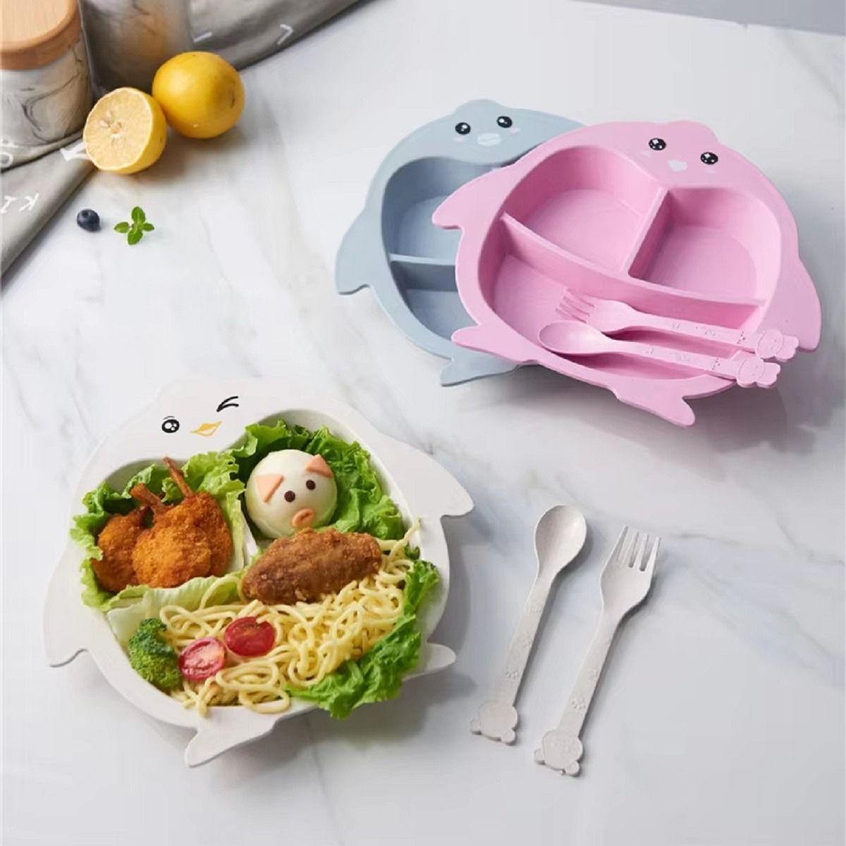 Set 3 Platos Silicona Forma Pingüino Entrenamiento Niños Lau-9