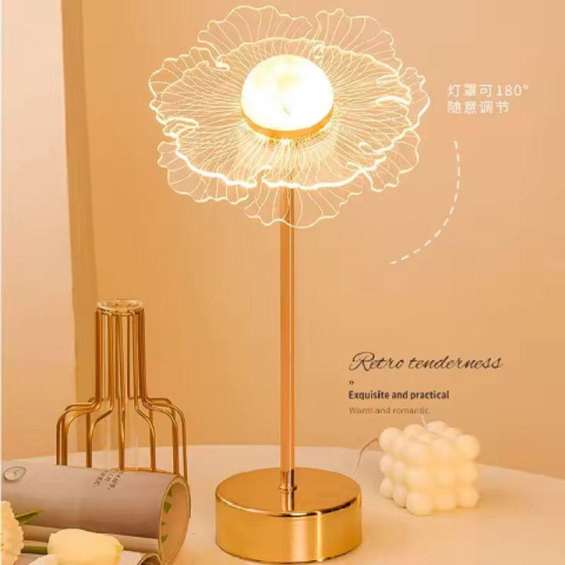 Lampara Mesa Noche Acrilica Decorativa Flores Dormitorio Lau-4