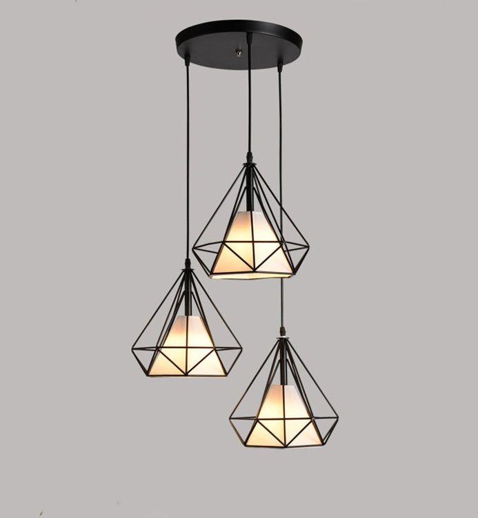Lámpara Colgante Industrial Vintage Diamante Pirámide Lau-7
