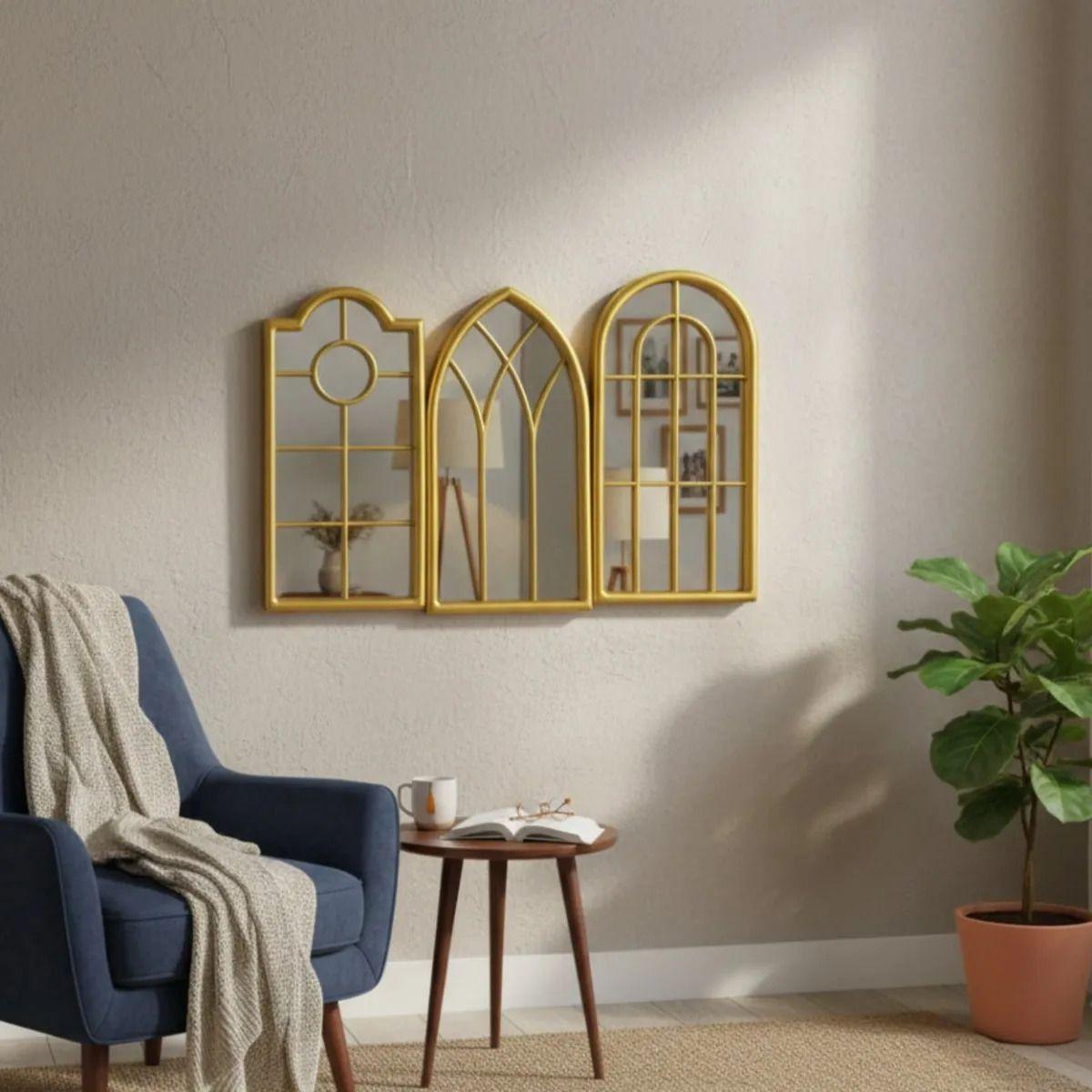 Set Espejos Murales Ventanas Luz Estilo Catedral AJ-9