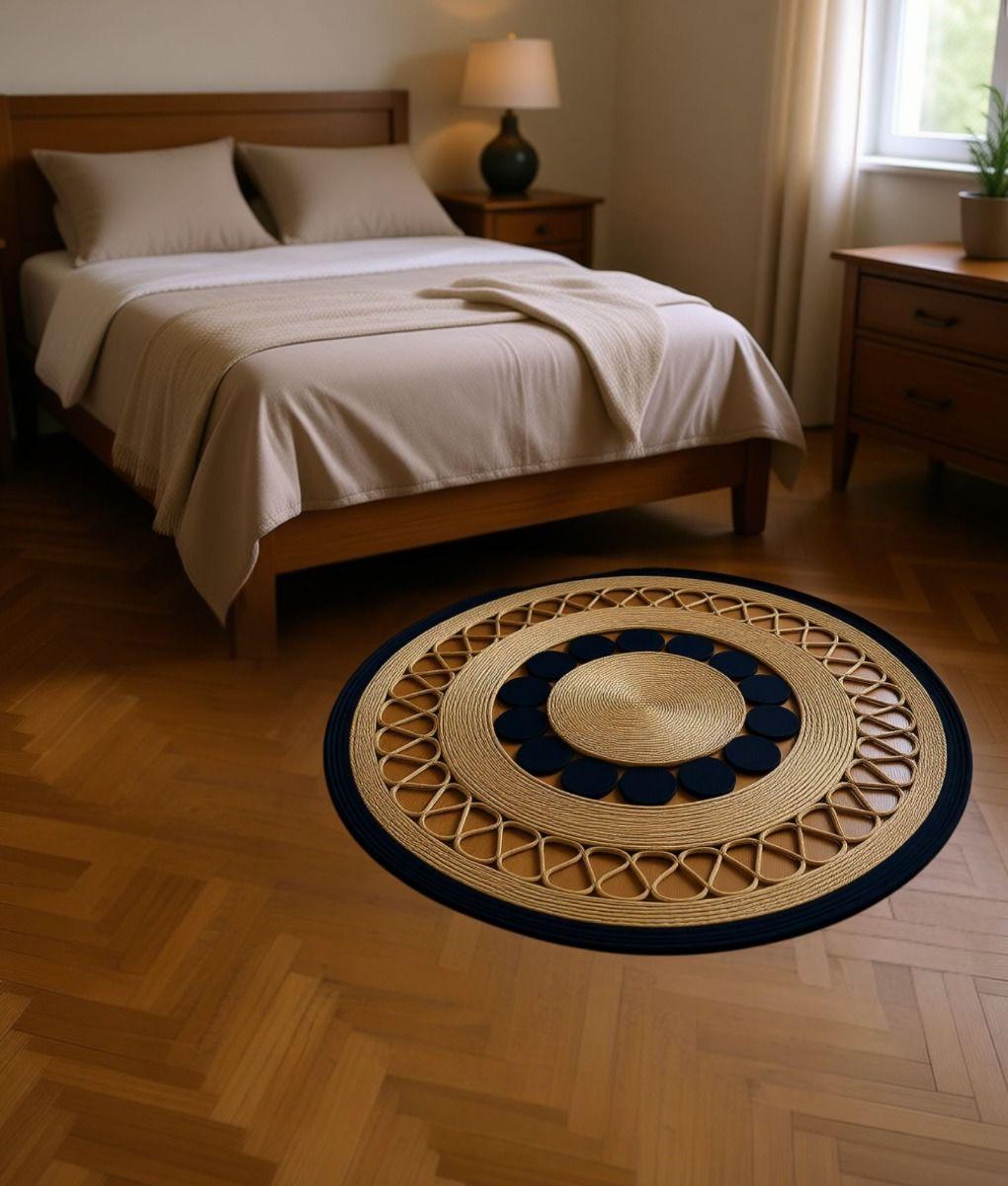 Alfombra Decorativa Redonda Patrón Estilo Geométrico Jhn-4