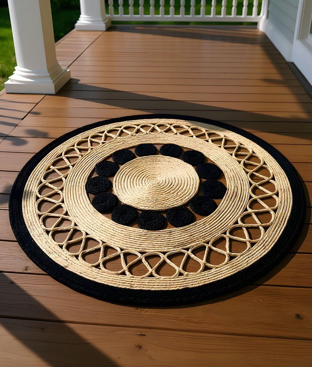 Alfombra Decorativa Redonda Patrón Estilo Geométrico Jhn-7