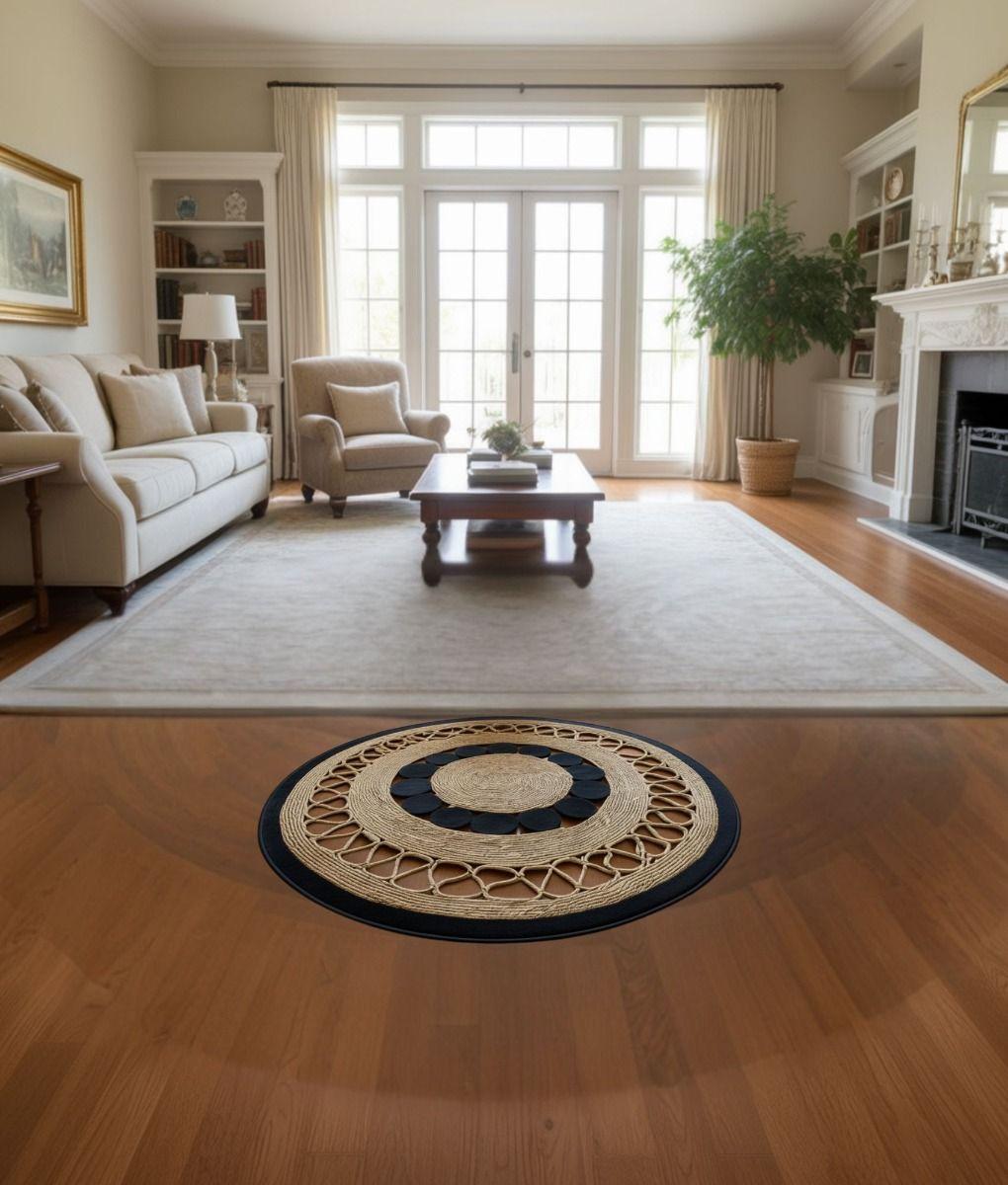 Alfombra Decorativa Redonda Patrón Estilo Geométrico Jhn-8