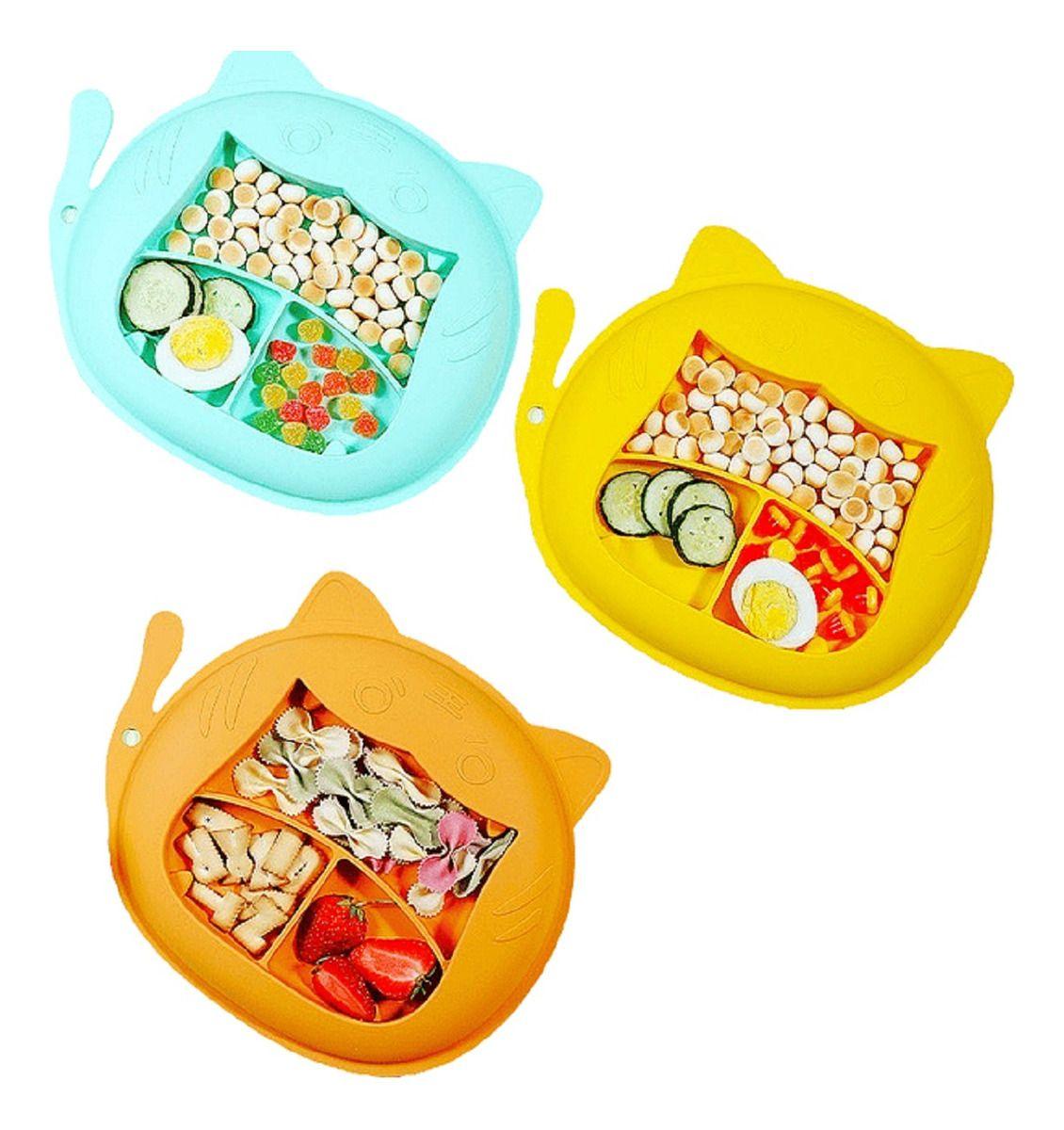 Set 3 Platos Silicona Diseño Tigre Niños Bebes Lau-0