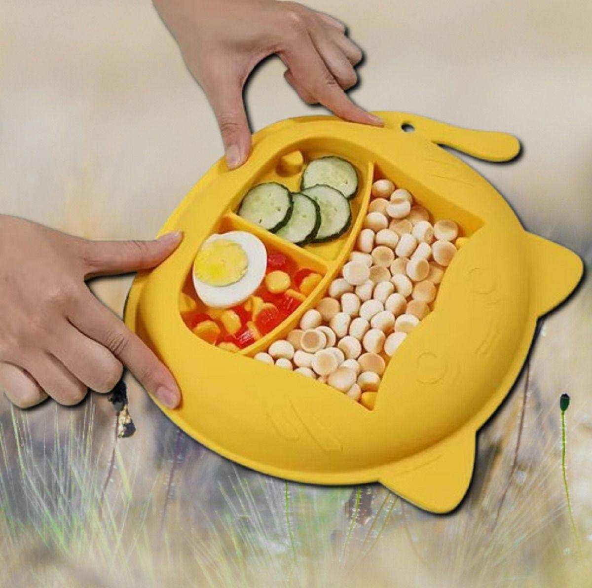 Set 3 Platos Silicona Diseño Tigre Niños Bebes Lau-3