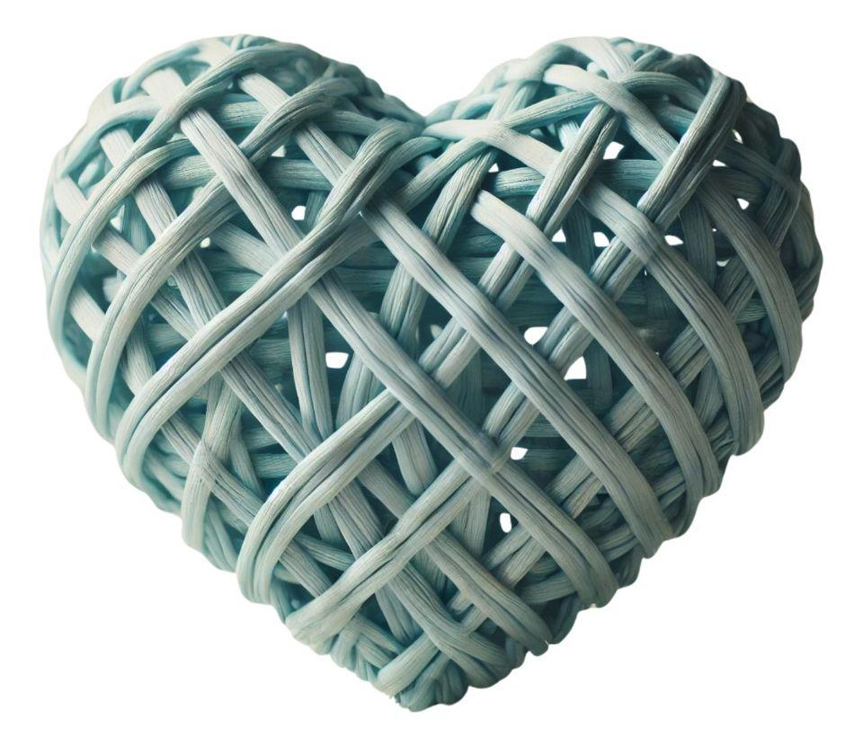 Set 4 Adorno Corazon Mimbre Decorativo 20 CM Hogar Lau-0