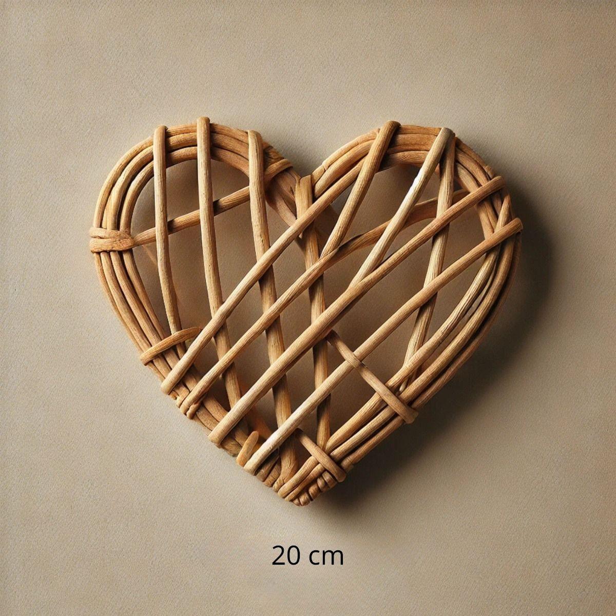 Set 4 Adorno Corazon Mimbre Decorativo 20 CM Hogar Lau-3