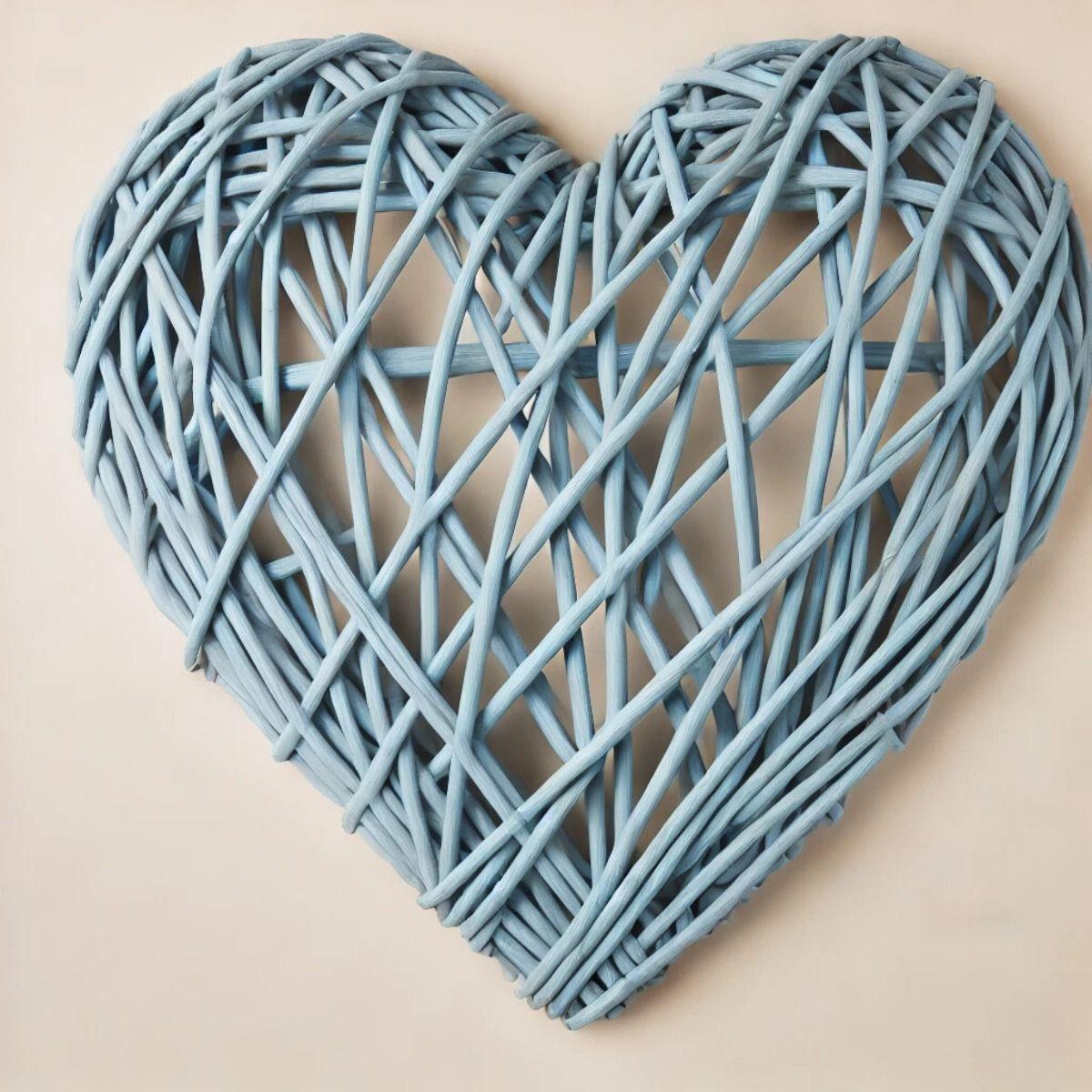 Set 4 Adorno Corazon Mimbre Decorativo 20 CM Hogar Lau-4