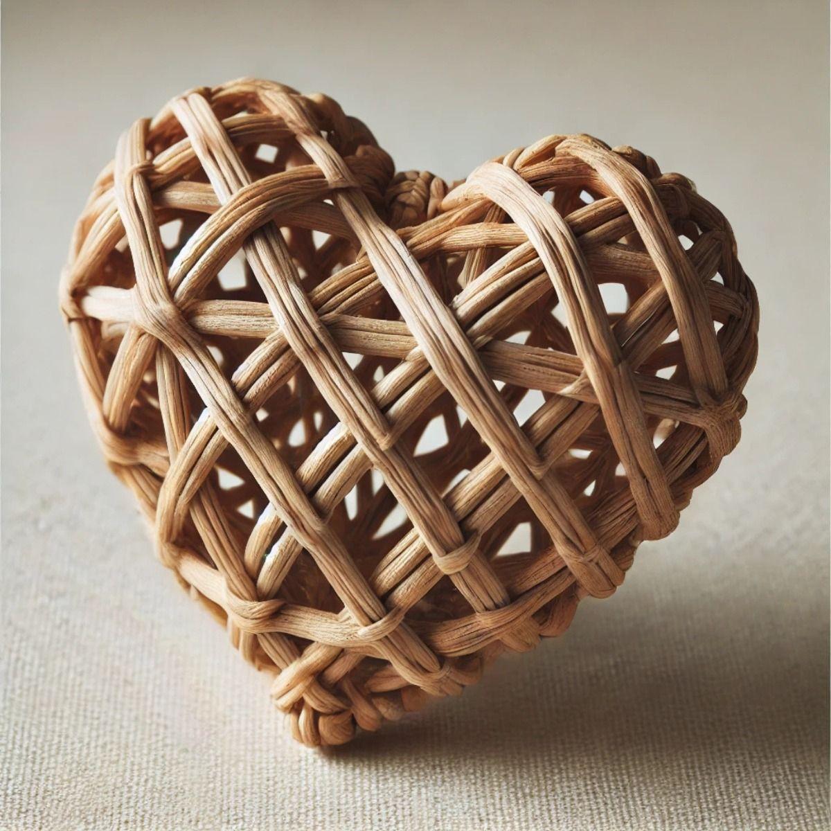 Set 4 Adorno Corazon Mimbre Decorativo 20 CM Hogar Lau-6
