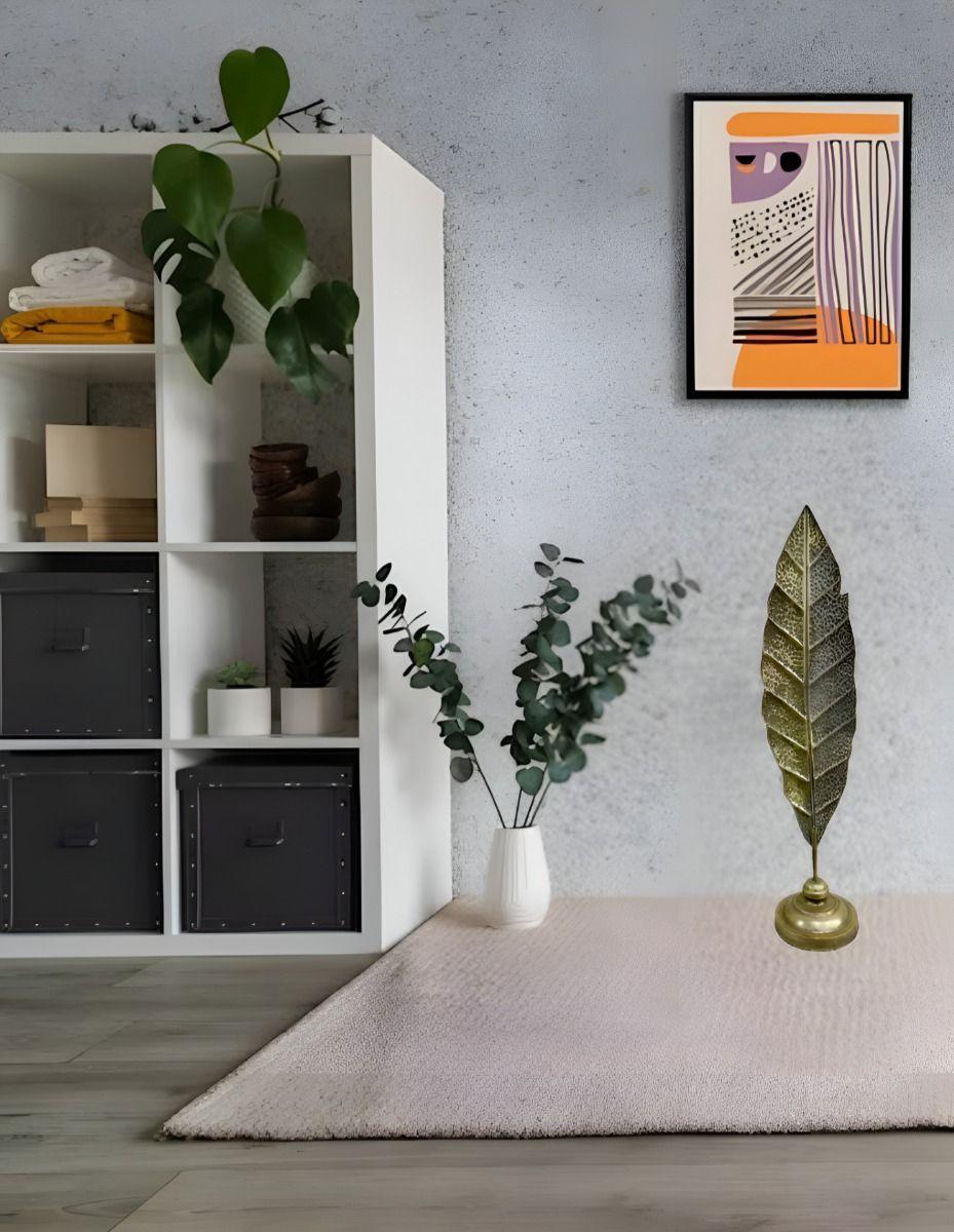 Escultura Pluma Hoja Minimalista Metal Moderno 114cm Jhn-5