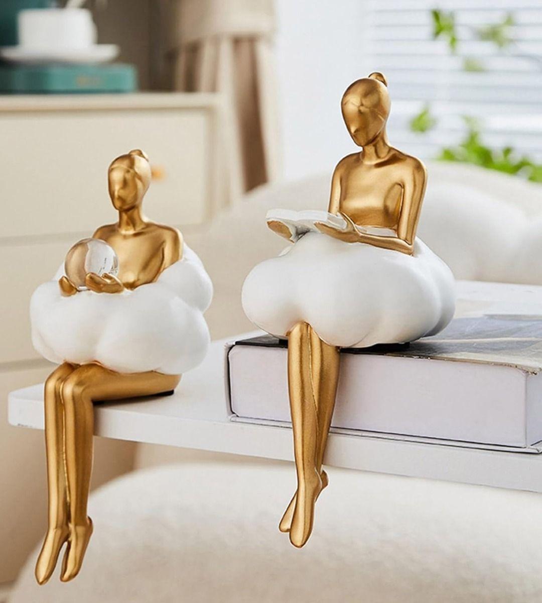 Set 2 Estatua Decorativa Creativa Figura Sentada Moderna Jhn-3