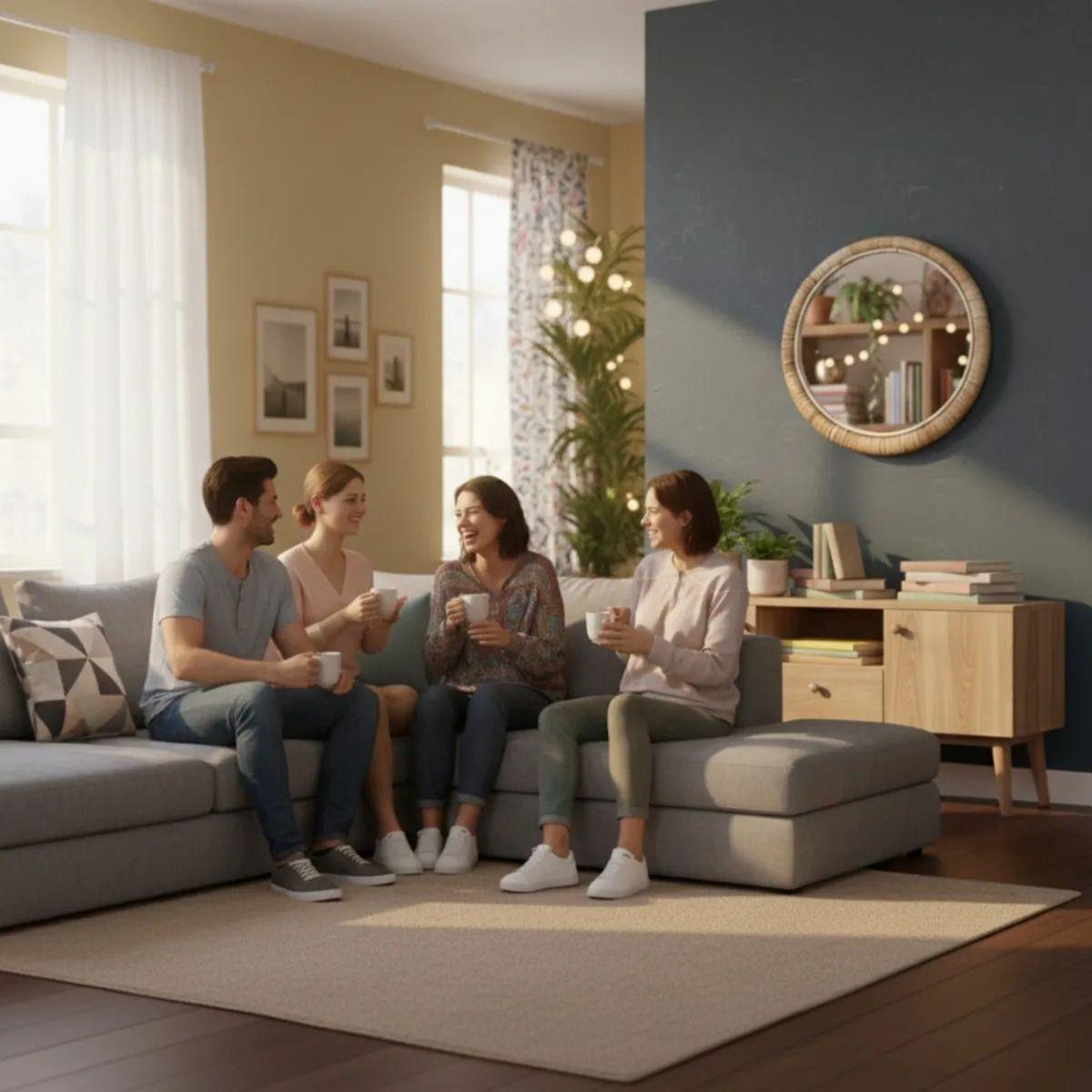 Espejo Pared Decorativo Circular Textura Mimbre Adorno Jhn-2