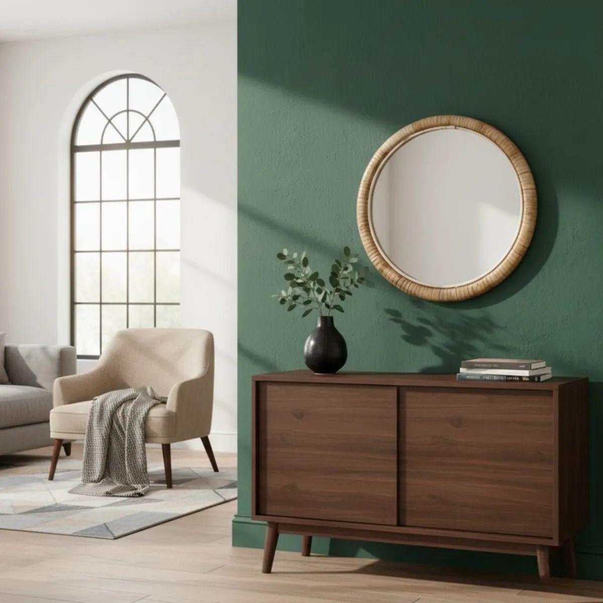 Espejo Pared Decorativo Circular Textura Mimbre Adorno Jhn-8