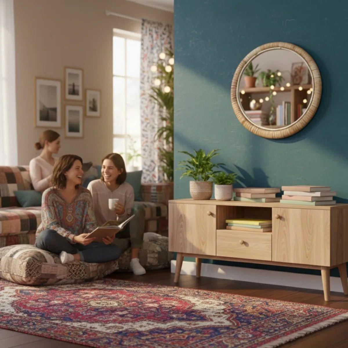 Espejo Pared Decorativo Circular Textura Mimbre Adorno Jhn-9