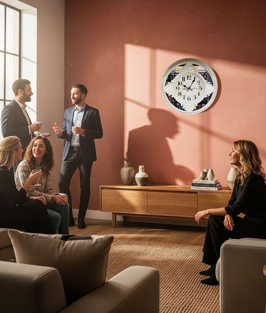 Reloj Pared Decorativo Vintage Espejo Barroco Redondo Jhn-6