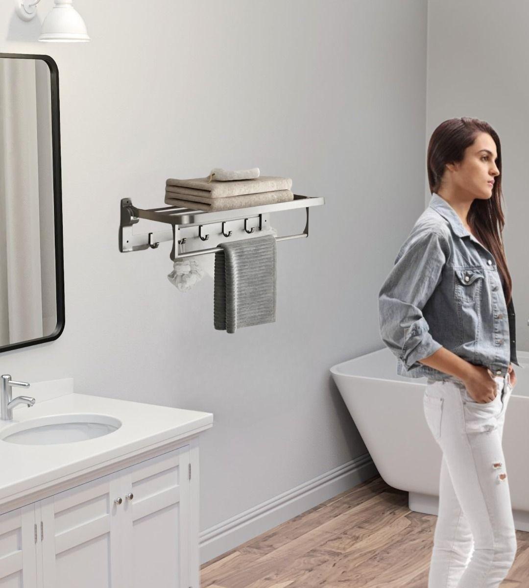 Toallero Baño Barra Múltiple Soporte Plegable Doble Jhn-3