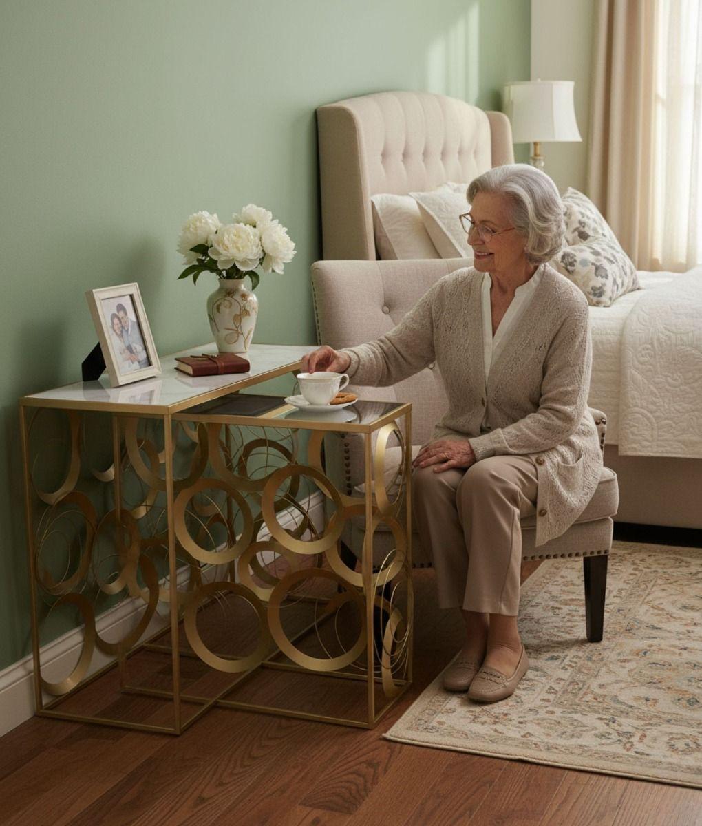 Set 2 Mesa Centro Decorativa Auxiliar Adorno Moderno Jhn-2