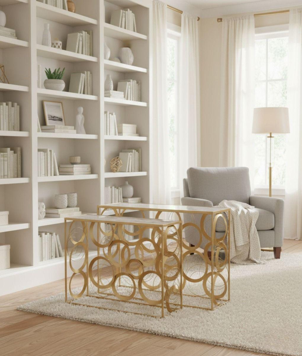 Set 2 Mesa Centro Decorativa Auxiliar Adorno Moderno Jhn-8