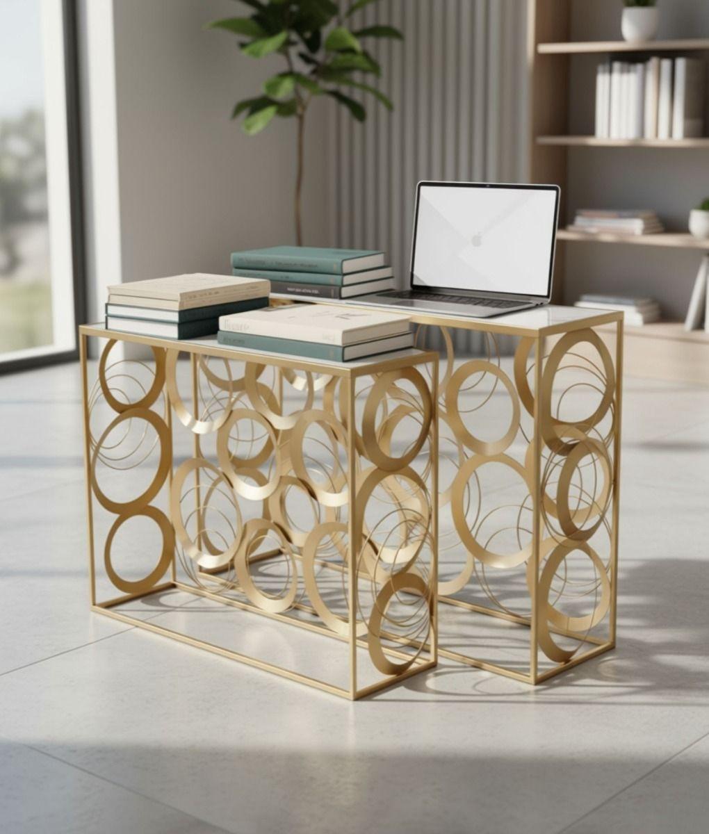 Set 2 Mesa Centro Decorativa Auxiliar Adorno Moderno Jhn-9