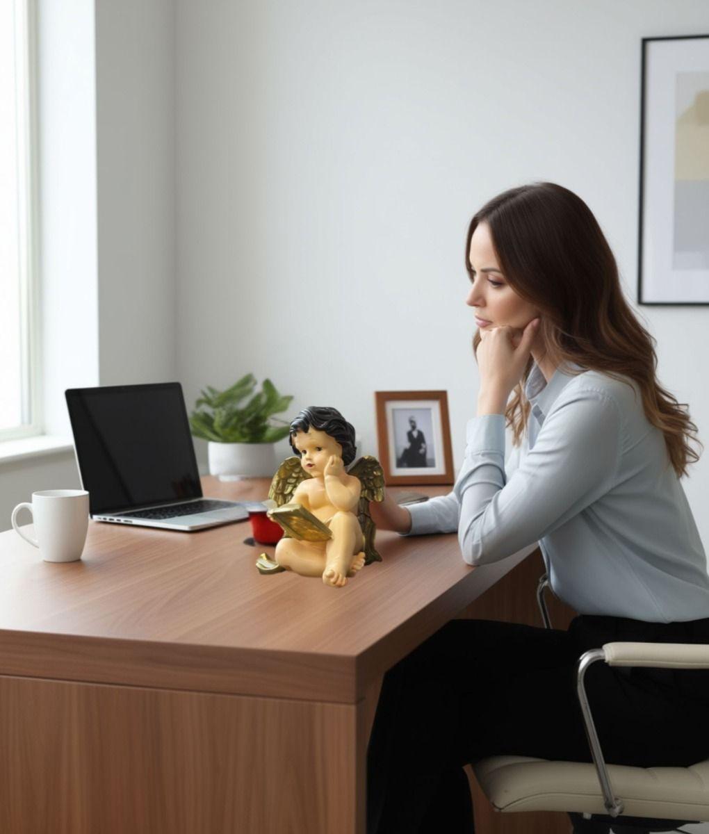 Figura Decorativo Estatua Ángel Sentado Adorno Hogar Jhn-3