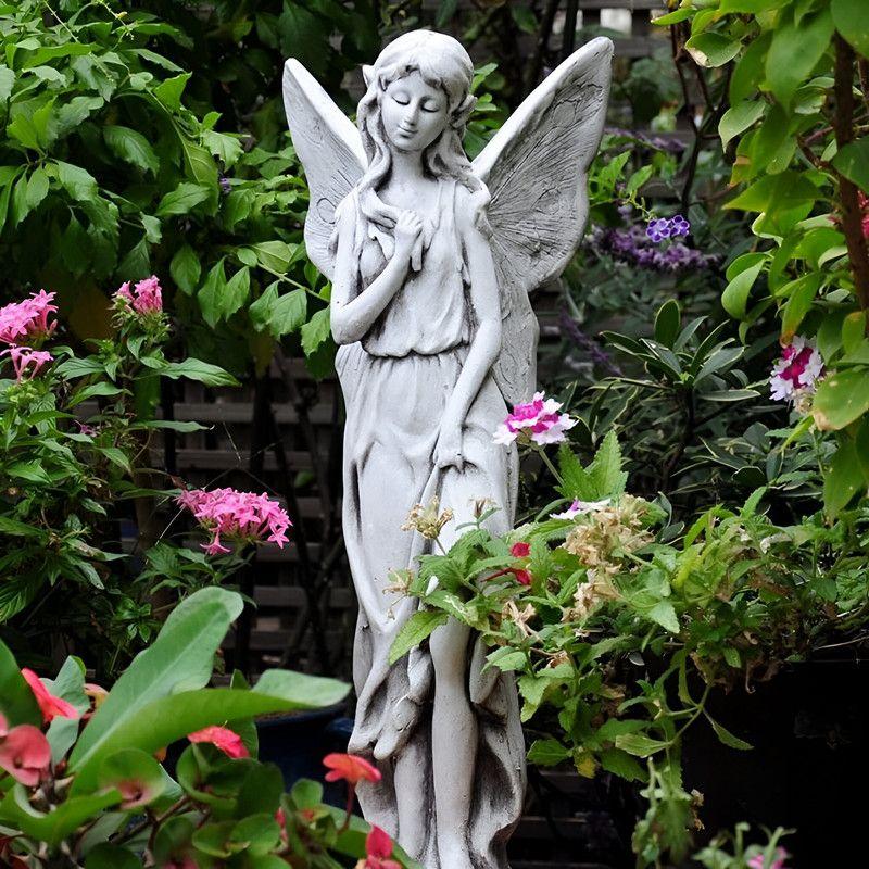 Estatua Escultural Angel Jardin Decoracion Adorno Lau-3