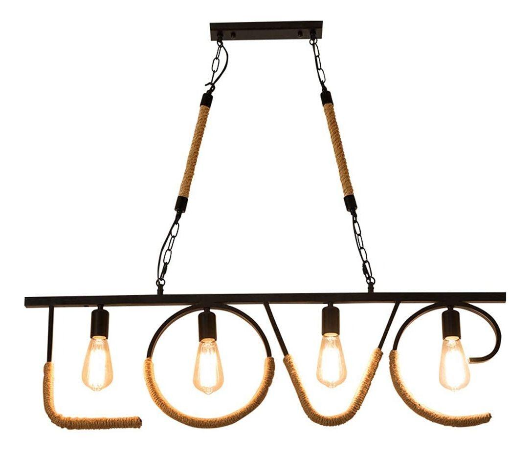 Lámpara Colgante Techo Cuerda Cáñamo Retro Nostálgico Lau-0