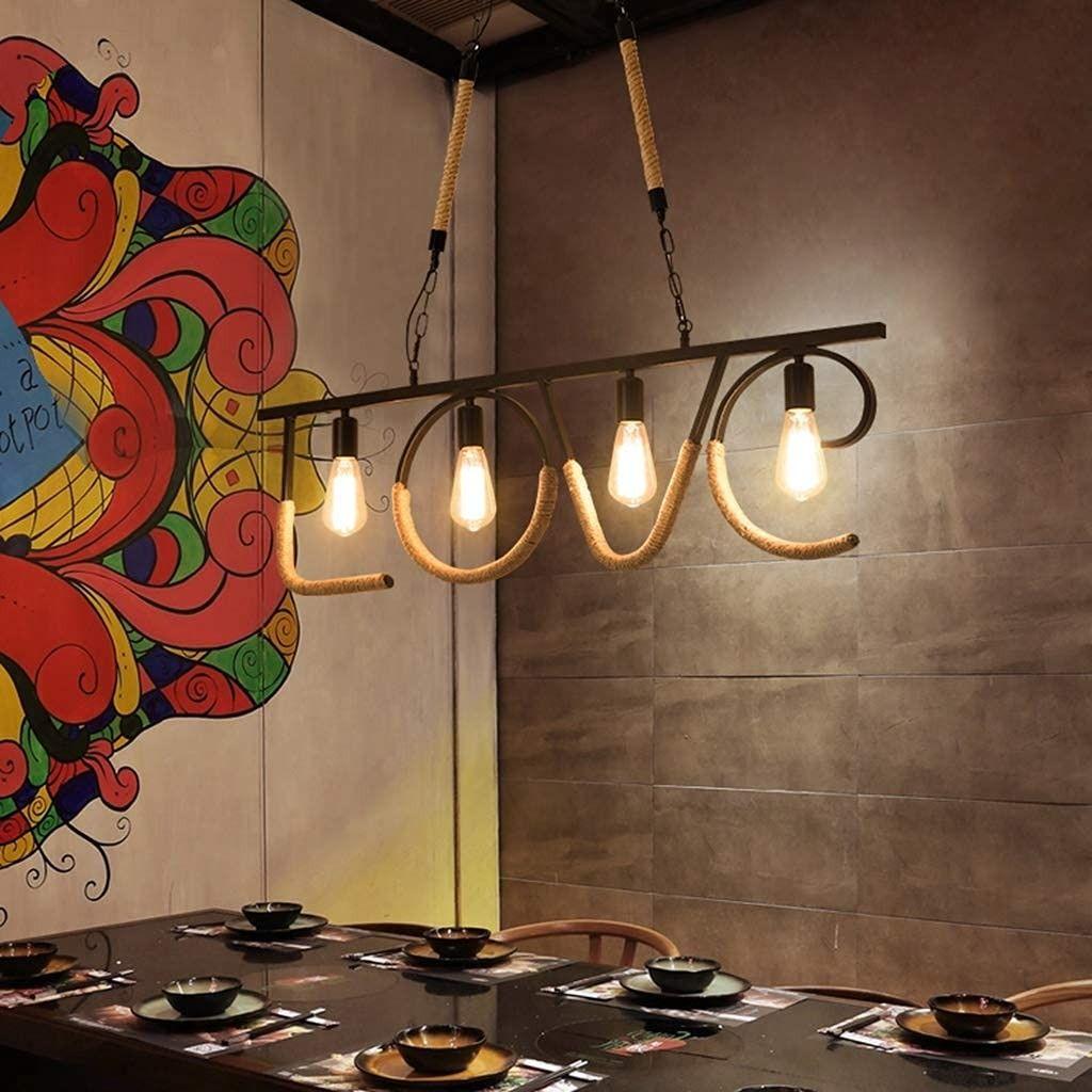 Lámpara Colgante Techo Cuerda Cáñamo Retro Nostálgico Lau-3