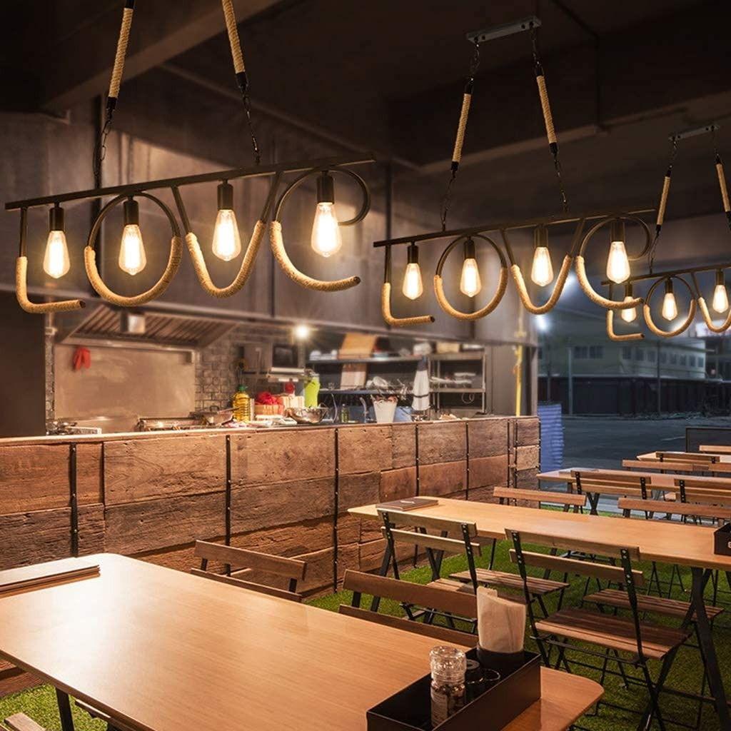 Lámpara Colgante Techo Cuerda Cáñamo Retro Nostálgico Lau-5