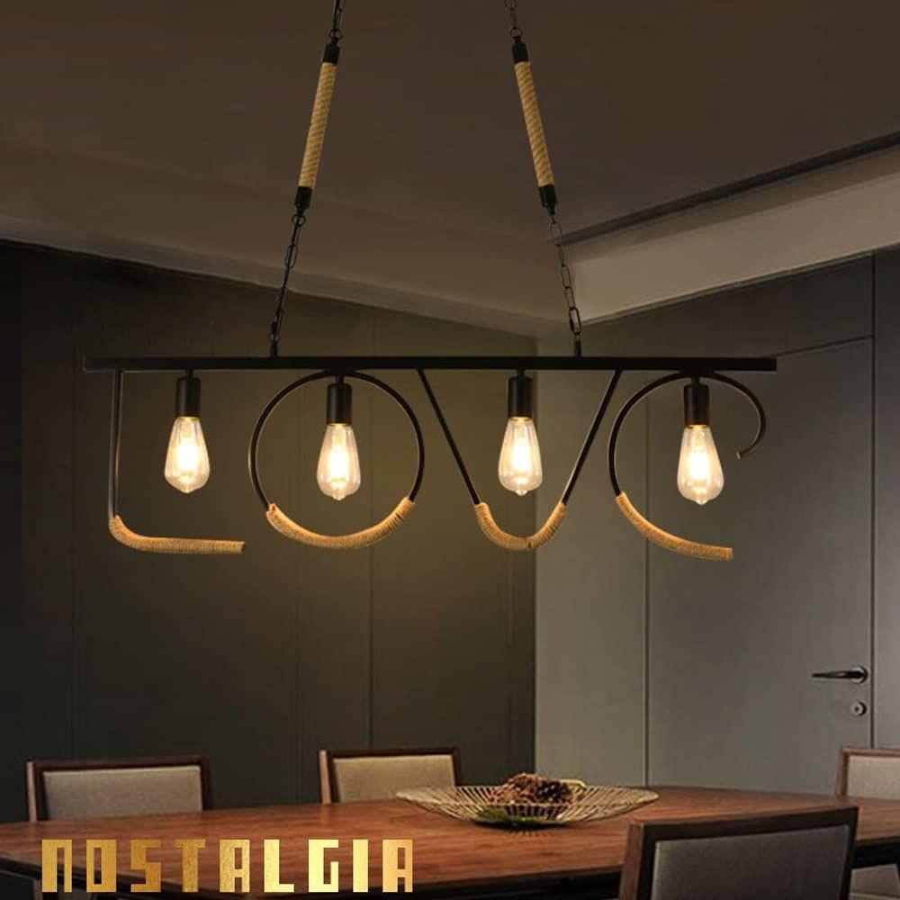 Lámpara Colgante Techo Cuerda Cáñamo Retro Nostálgico Lau-7
