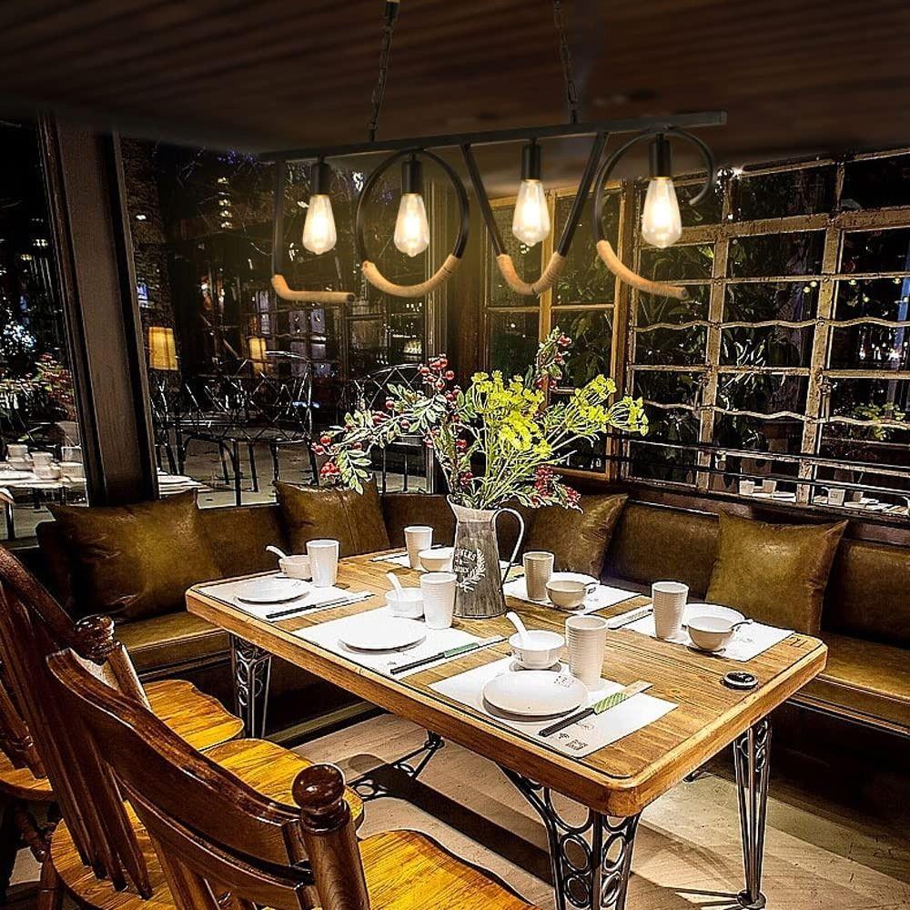 Lámpara Colgante Techo Cuerda Cáñamo Retro Nostálgico Lau-9