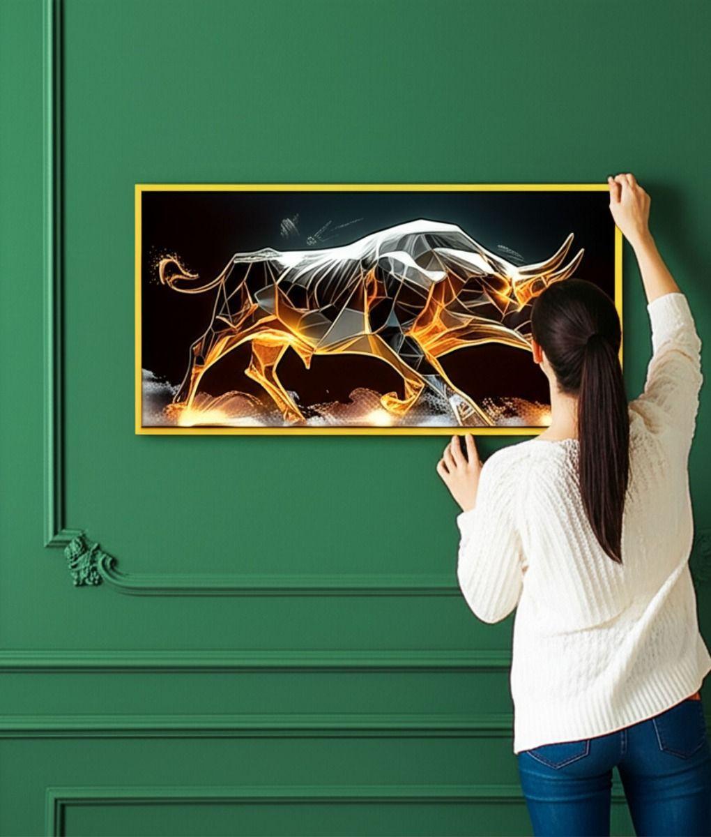 Cuadro Decorativo Arte Abstracto Moderno Toro Fuego Jhn-3