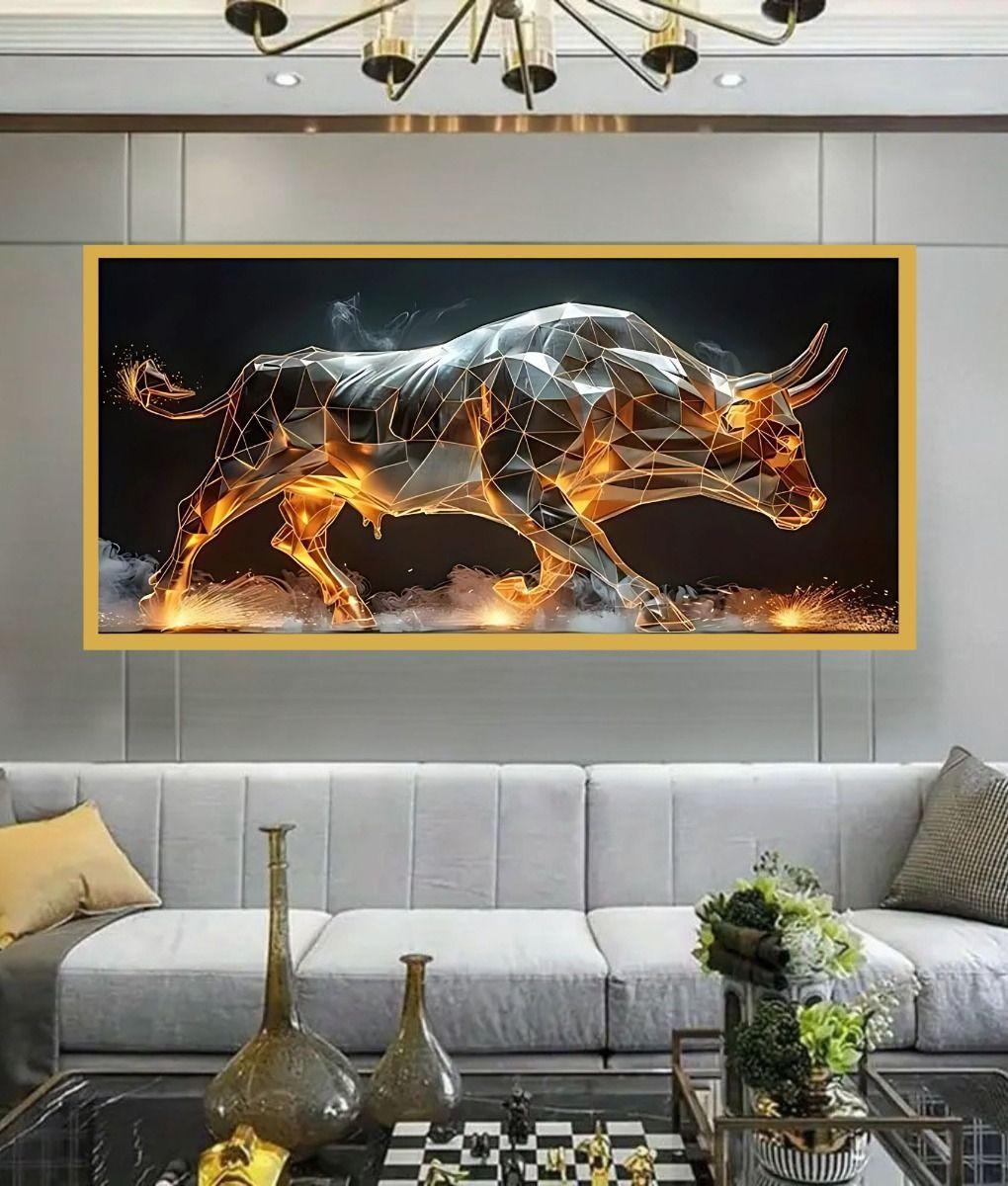 Cuadro Decorativo Arte Abstracto Moderno Toro Fuego Jhn-4