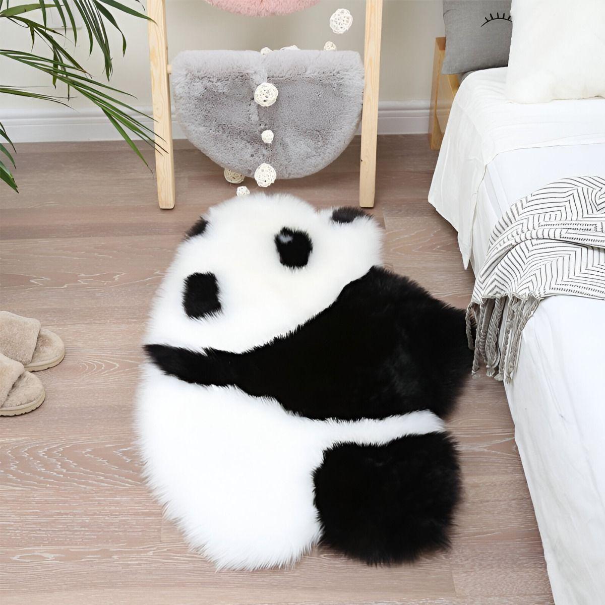 Alfombra Moderna Panda Antideslizante Blanco Negro Jhn-3