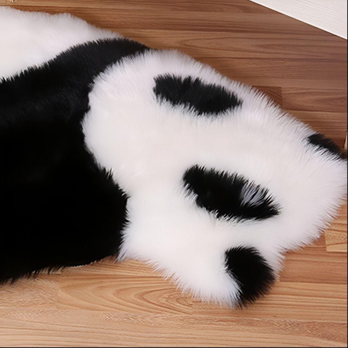 Alfombra Moderna Panda Antideslizante Blanco Negro Jhn-5