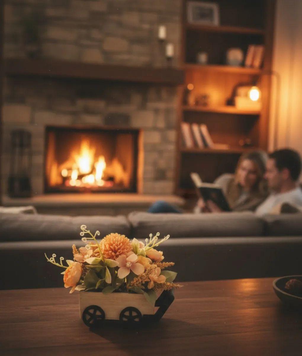 Planta Decorativa Artificial Carretilla Campo Floral Jhn-2