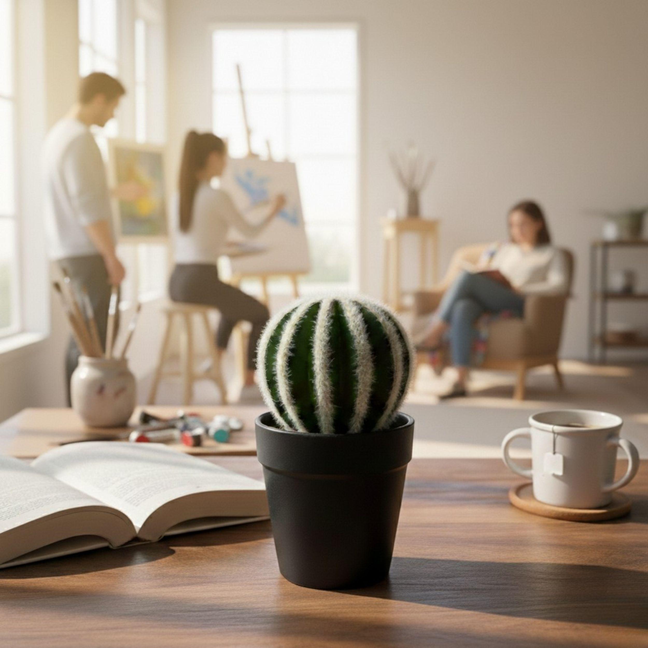 Set 2 Cactus Decorativos Minimalistas Planta Artificial ALJ-2