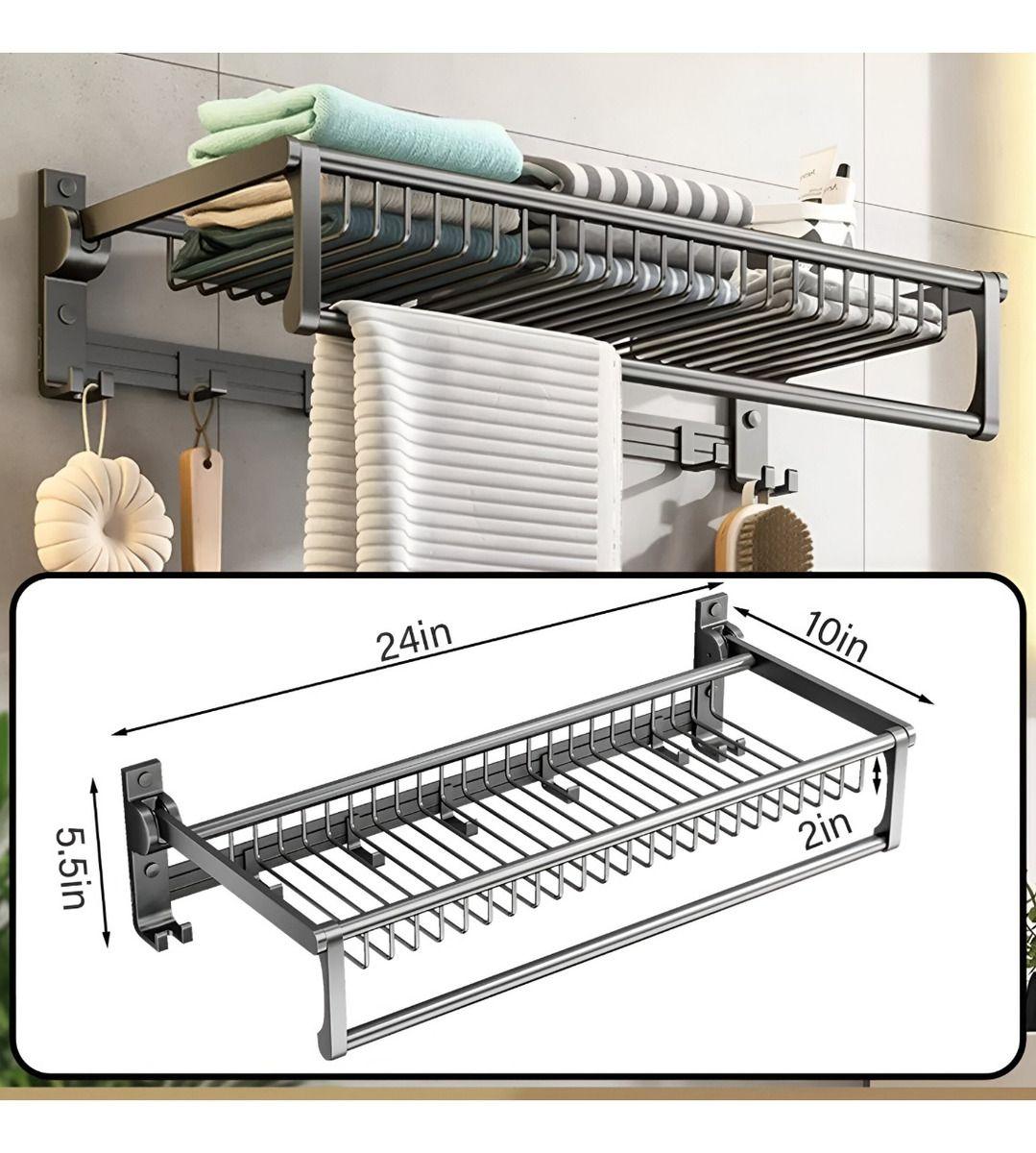 Toallero Baño 20 Pulgadas Doble Plegable Barra Toalla Jhn-9