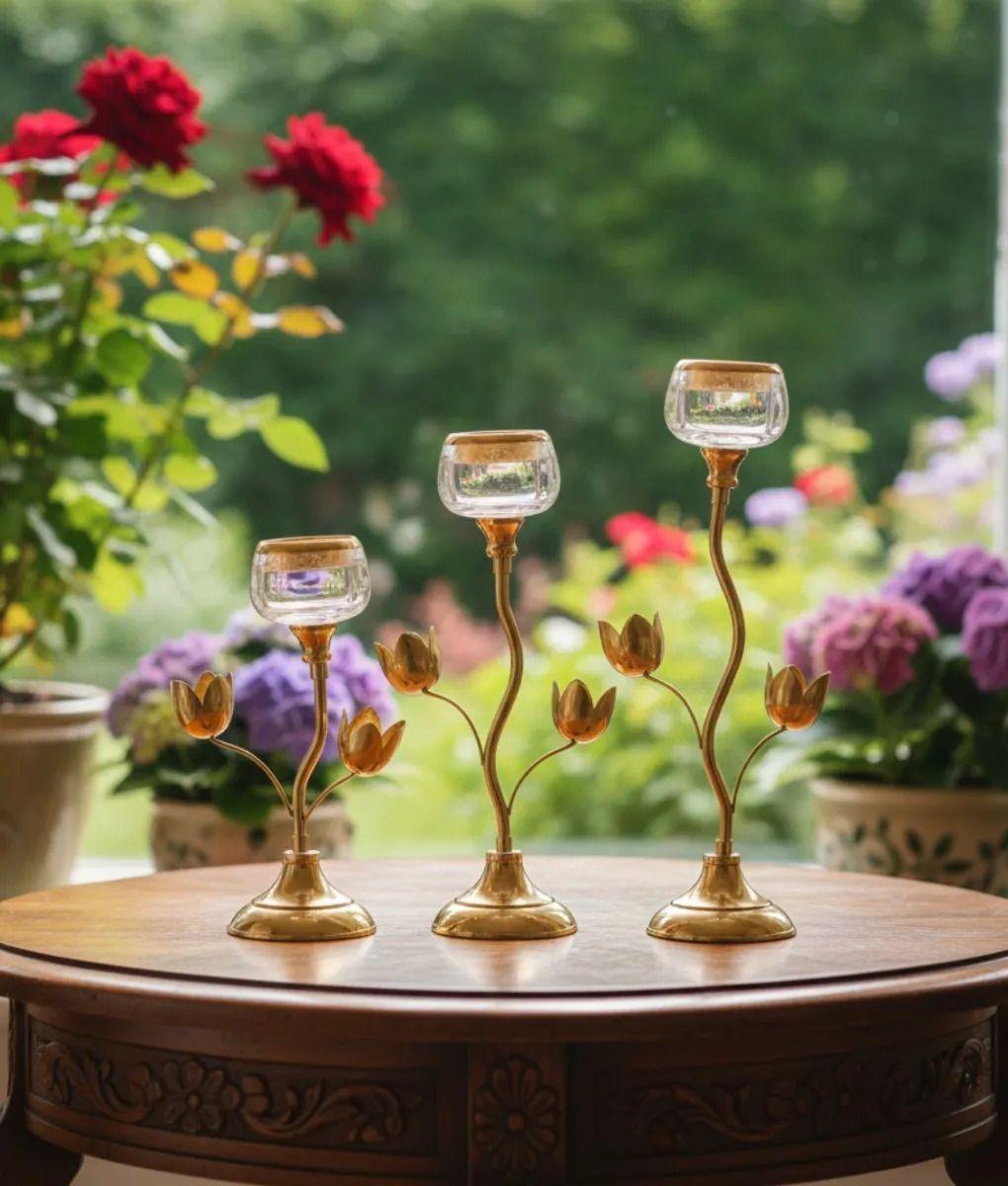 Portavela Estilo Tulipán Decoración Elegante Mesa Jhn-4