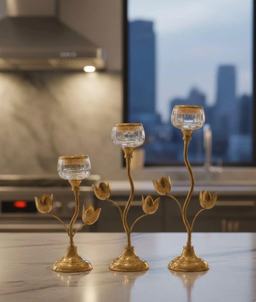 Portavela Estilo Tulipán Decoración Elegante Mesa Jhn-5